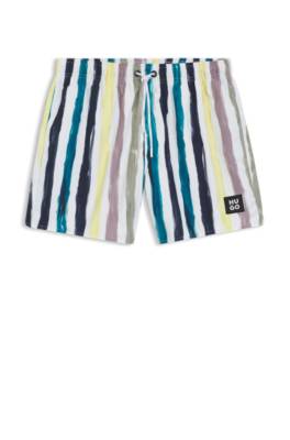 Stripe-print swim shorts in quick-dry fabric 1