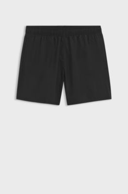 Swim shorts with all-over stacked logos, Black