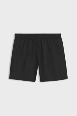 Swim shorts with all-over stacked logos, Black