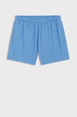Swim shorts with all-over stacked logos, Blue