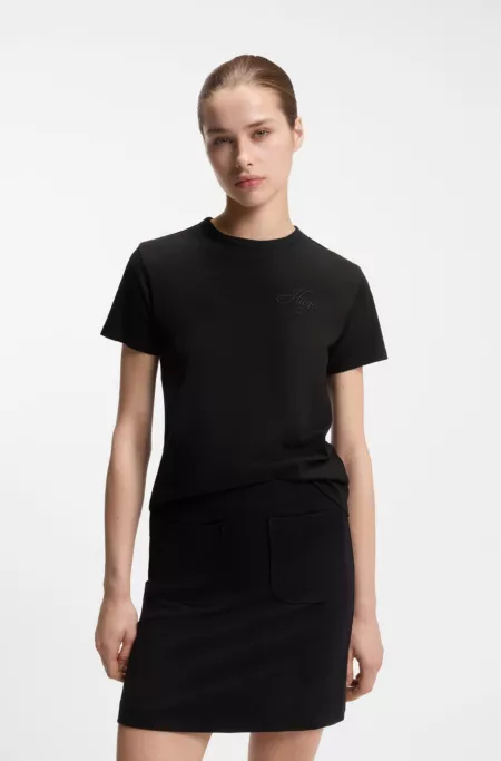 Cotton-jersey T-shirt with embroidered script logo