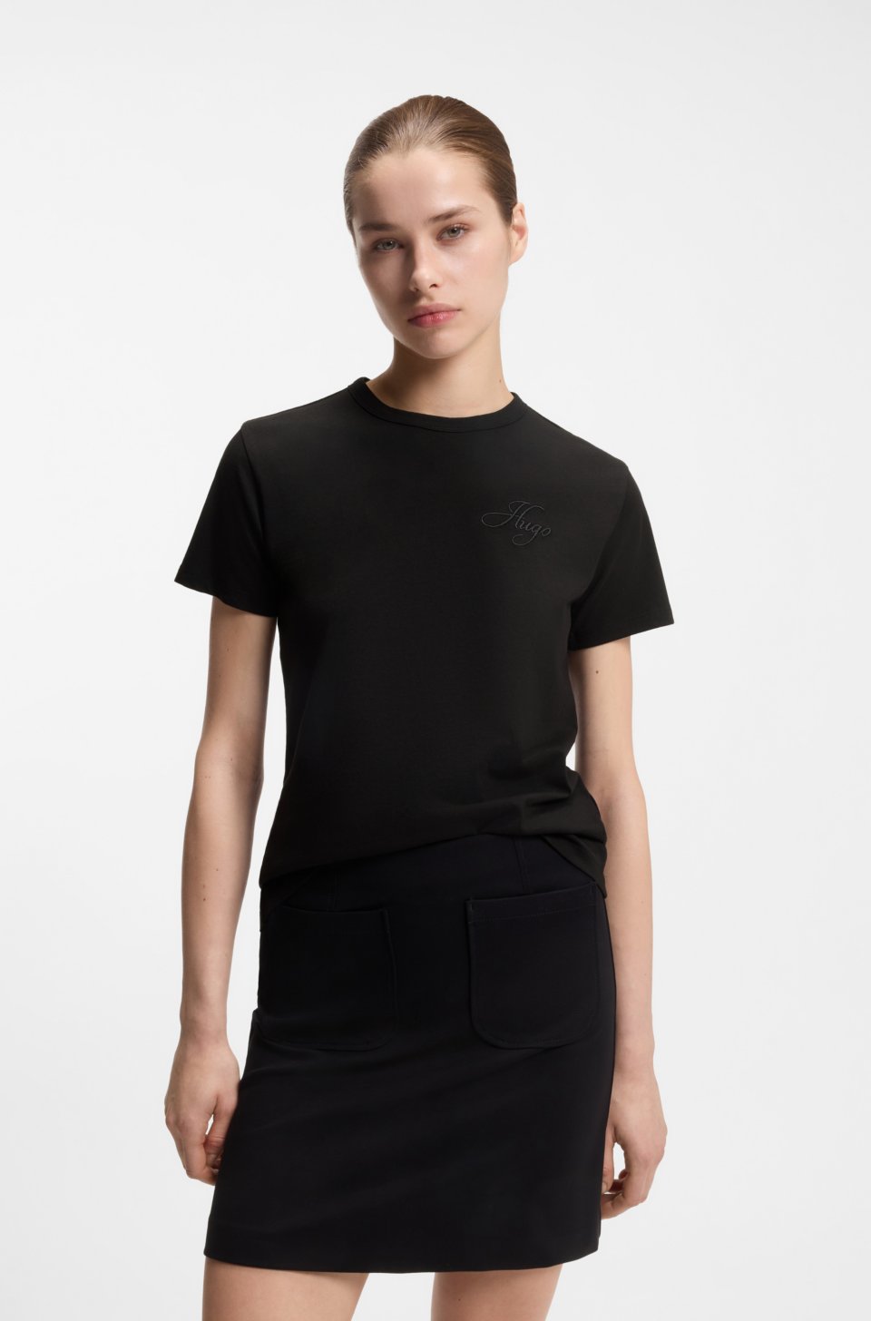 Cotton-jersey T-shirt with embroidered script logo