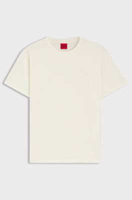 T-shirt i bomullsjersey med broderad skrivstilslogga, Naturf&auml;rg