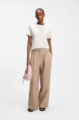 Cotton-jersey T-shirt with embroidered script logo, Natural