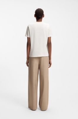 Cotton-jersey T-shirt with embroidered script logo, Natural