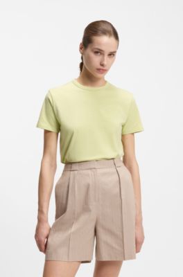 Cotton-jersey T-shirt with embroidered script logo, Light Beige