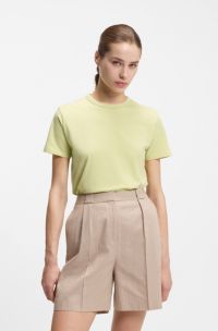 Cotton-jersey T-shirt with embroidered script logo, Light Beige