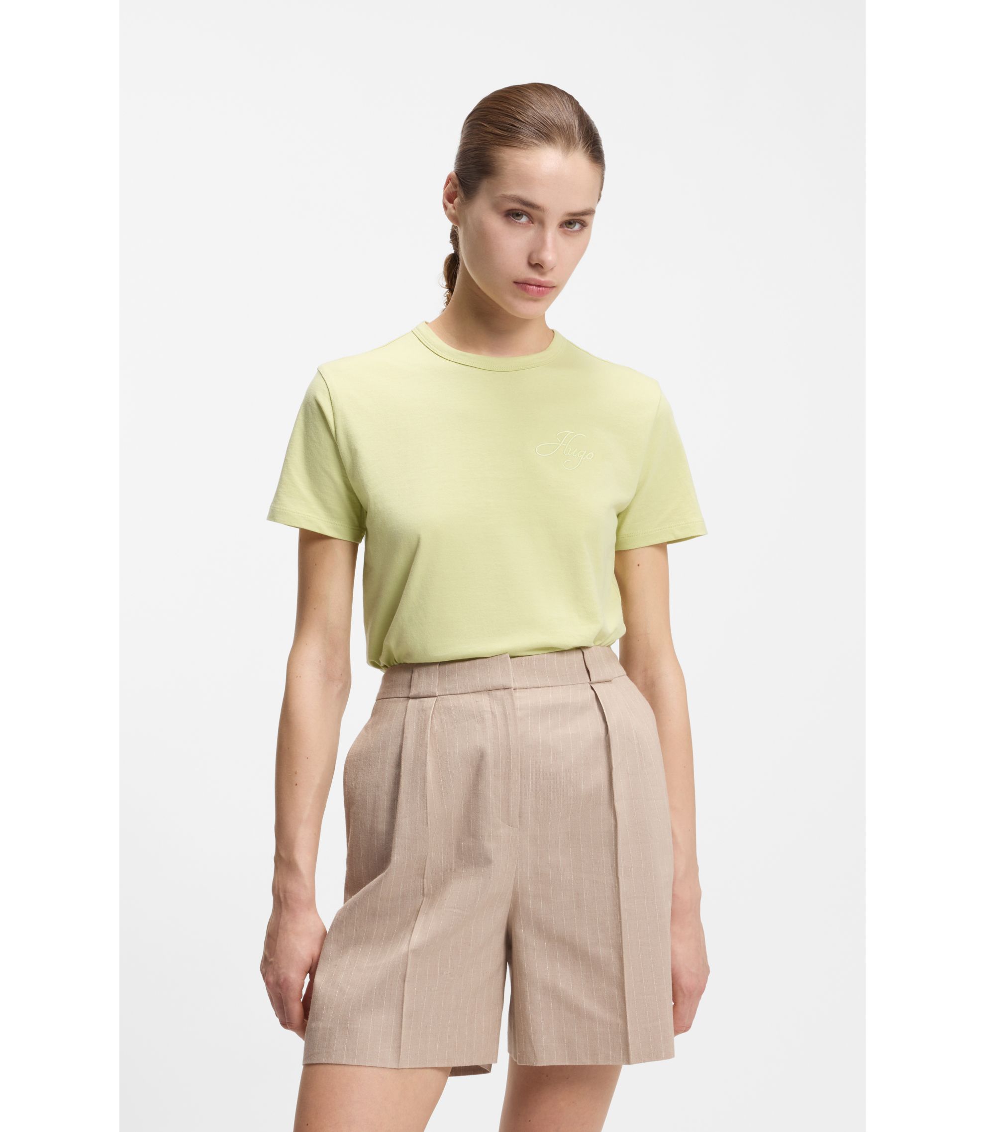 Regular-Fit T-Shirt aus Baumwoll-Jersey mit gesticktem Script-Logo