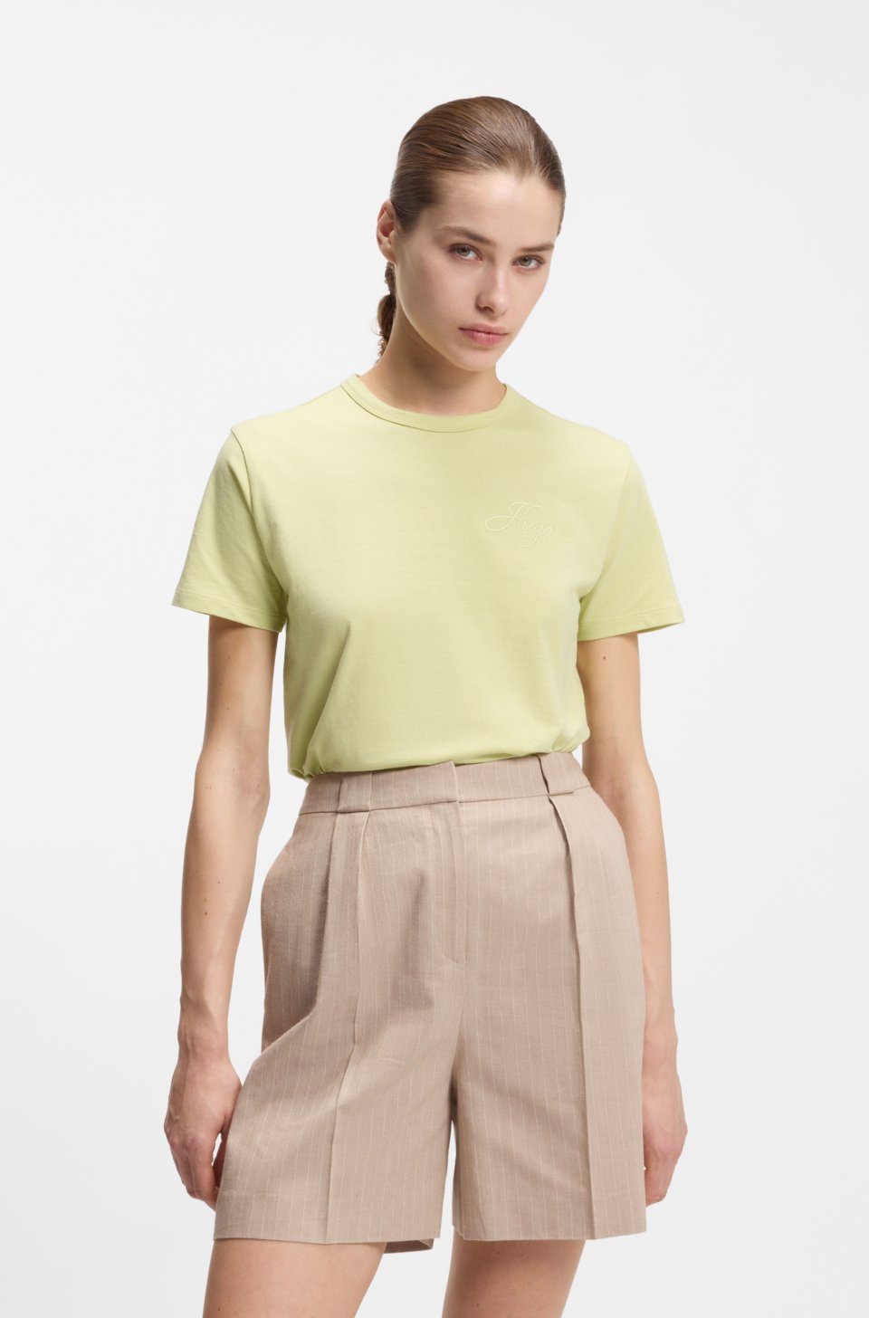 Cotton-jersey T-shirt with embroidered script logo