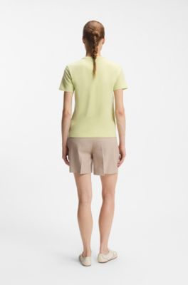 Cotton-jersey T-shirt with embroidered script logo, Light Beige