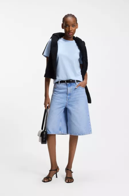 Cotton-jersey T-shirt with embroidered script logo