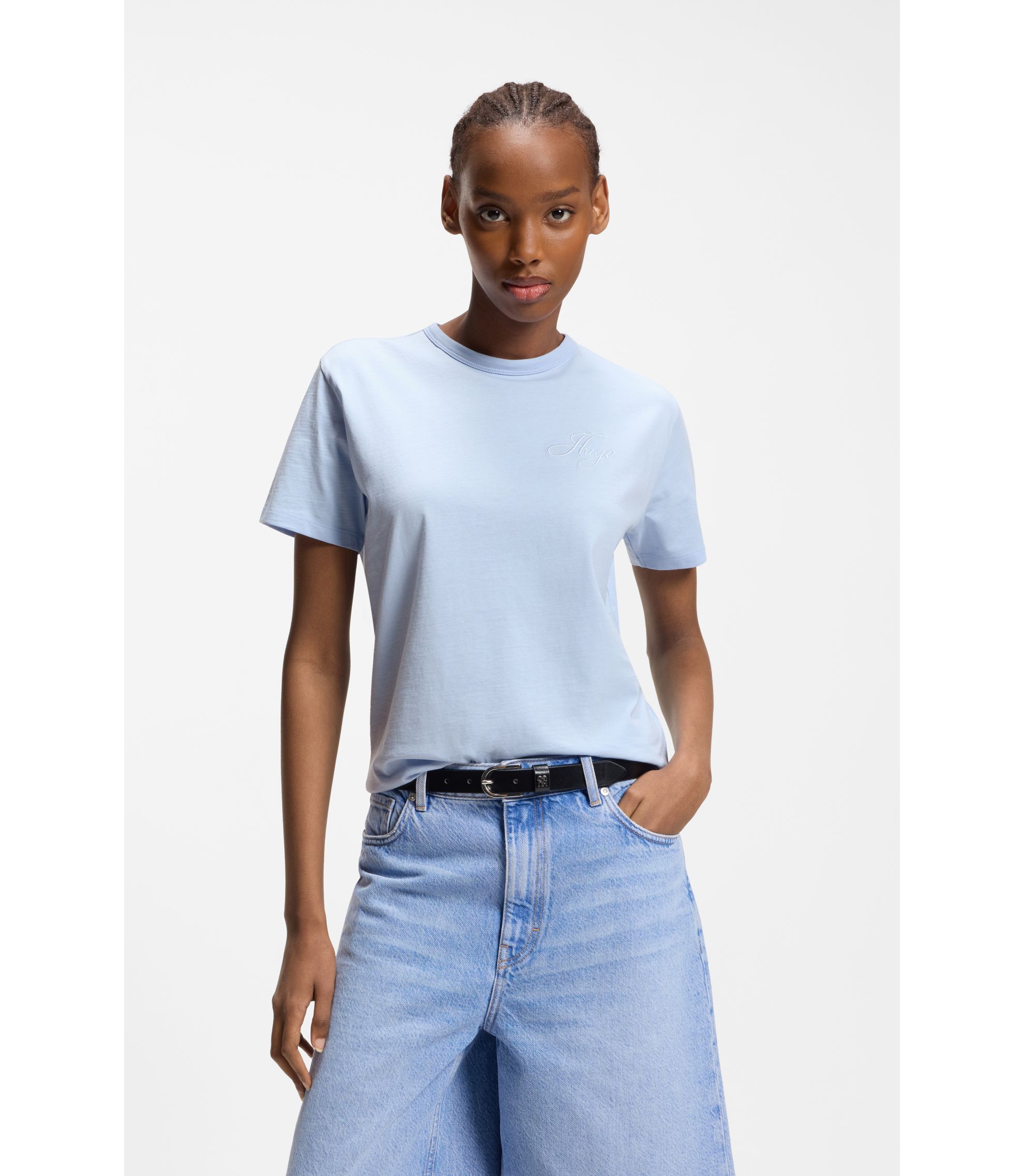 Regular-Fit T-Shirt aus Baumwoll-Jersey mit gesticktem Script-Logo