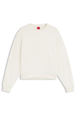 Cotton-terry sweatshirt with embroidered logo, White