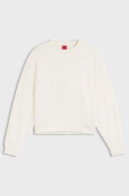 Cotton-terry sweatshirt with embroidered logo, White