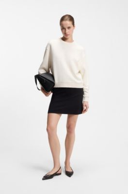 Cotton-terry sweatshirt with embroidered logo, White