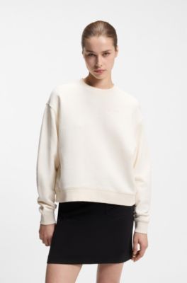 Cotton-terry sweatshirt with embroidered logo, Natural