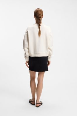 Cotton-terry sweatshirt with embroidered logo, White