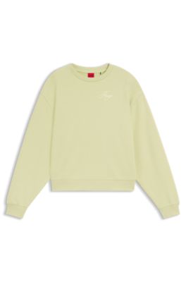 Cotton-terry sweatshirt with embroidered logo, Light Beige