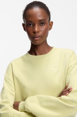 Cotton-terry sweatshirt with embroidered logo, Light Green