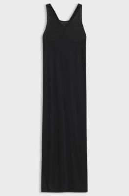Mercerised-jersey dress with rear twist, Black