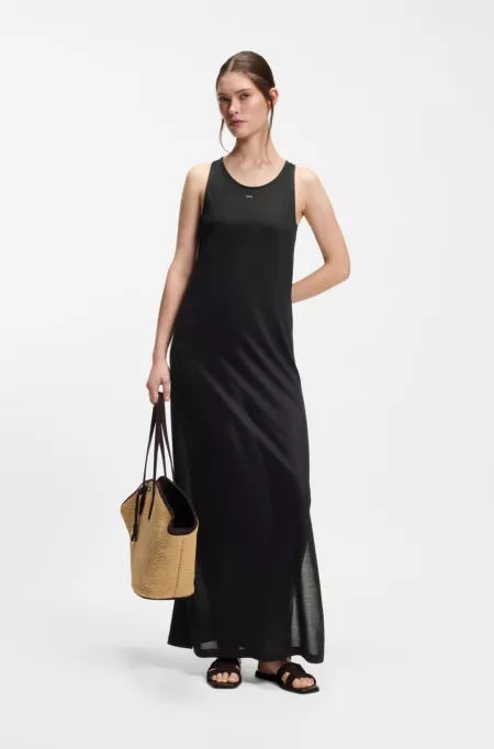 Merzerisiertes Jersey-Kleid mit Twist hinten