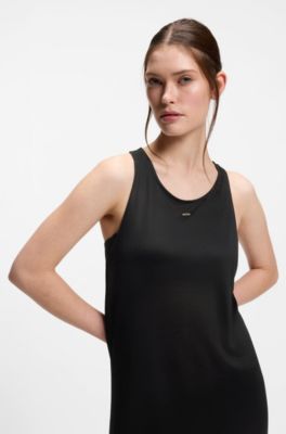 Mercerised-jersey dress with rear twist, Black