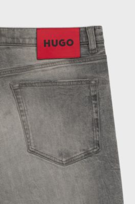 Extra-slim-fit jeans in distressed grey denim, Grey