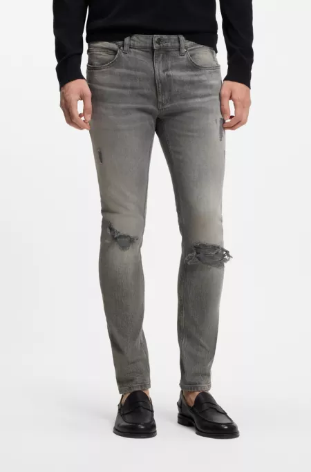 Jeans extra slim fit en denim gris desgastado