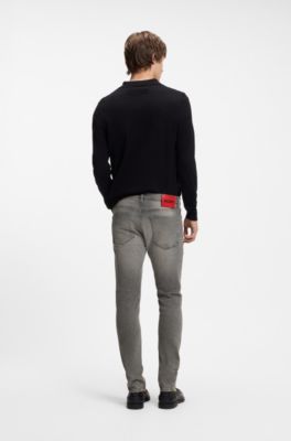 Extra-slim-fit jeans in distressed grey denim, Grey