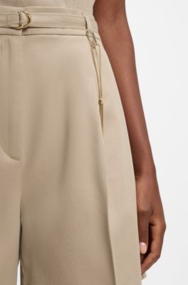 Cotton-blend shorts with chain trim, Light Brown