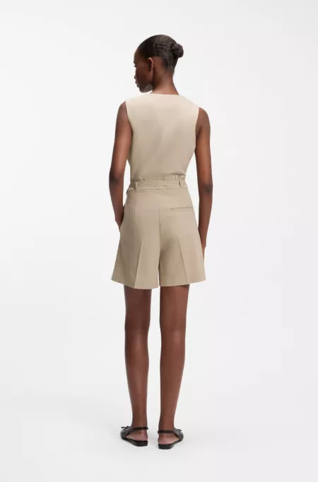 Cotton-blend shorts with chain trim