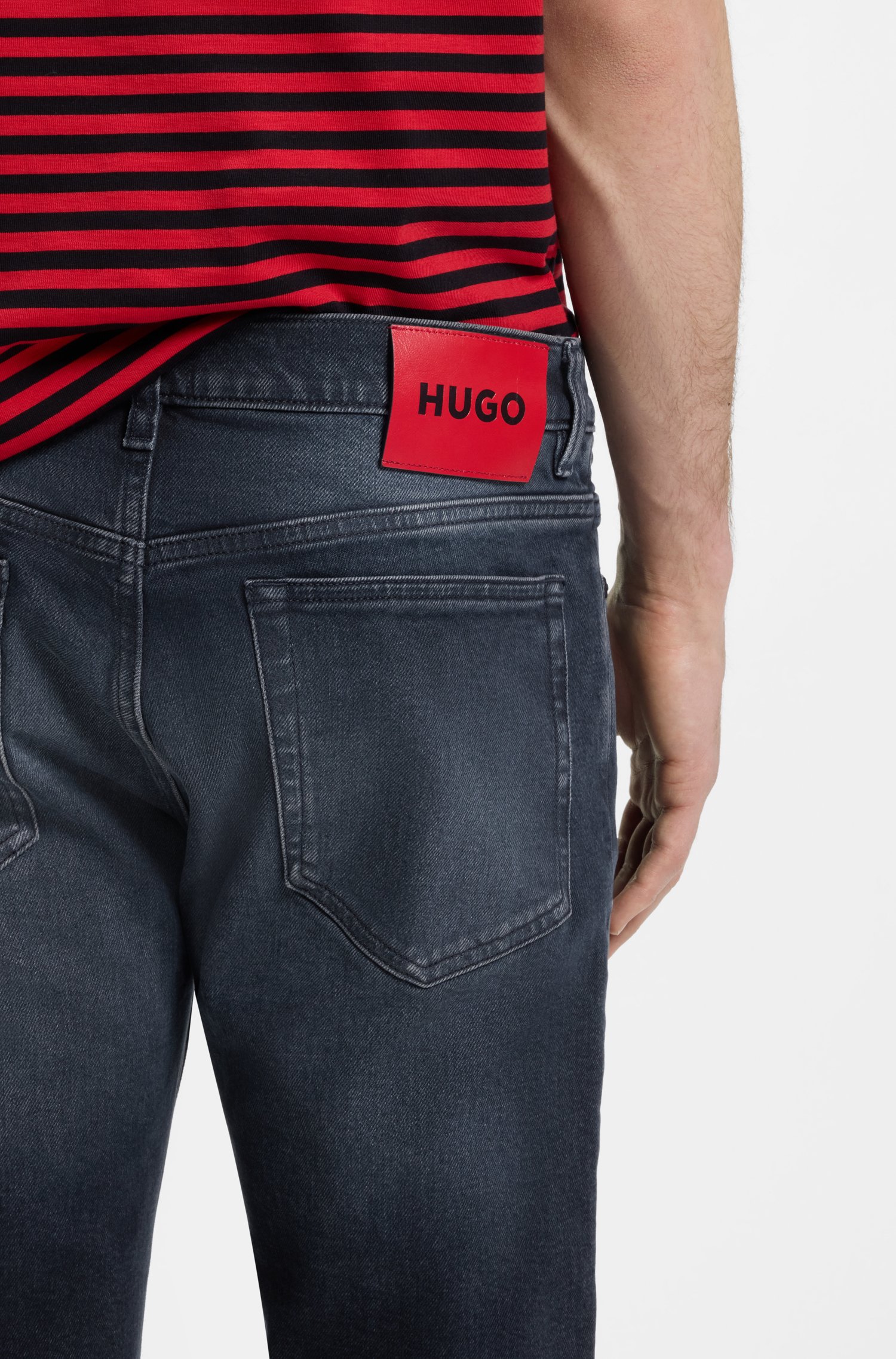 Hugo Slim-fit jeans in dark blue stretch denim herr – bild 3