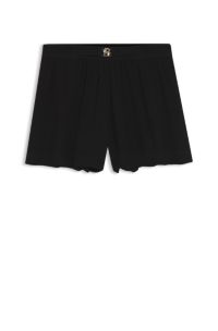 Crepe shorts with Double B monogram buckle, Black