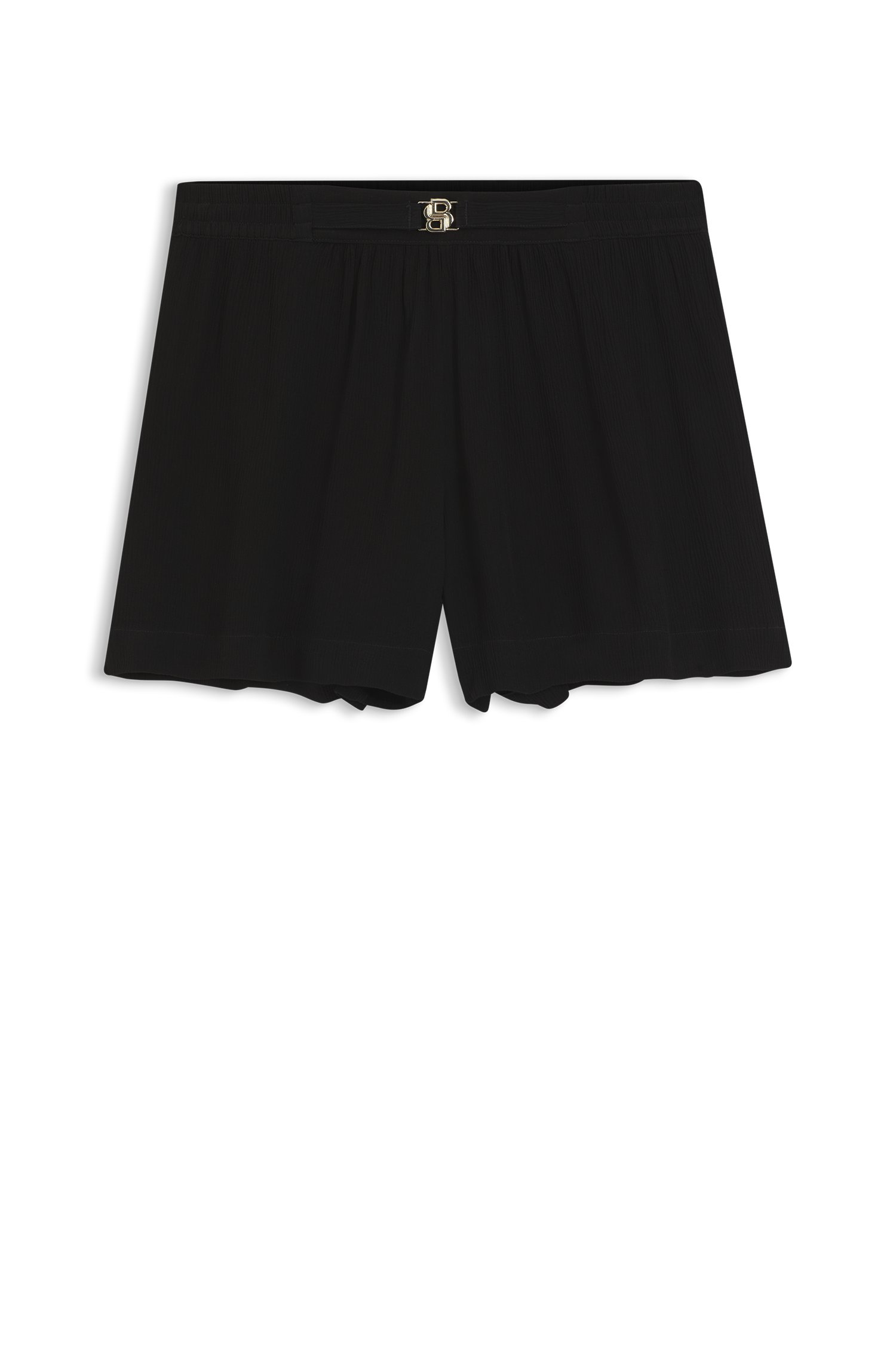 Boss Crepe shorts with Double B monogram buckle dam