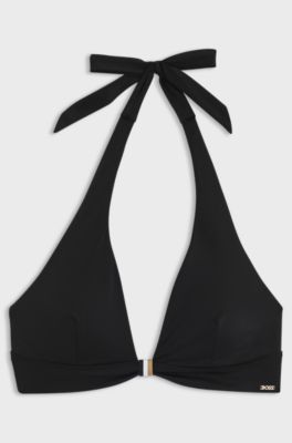 Neckholder-Bikini-Top mit herausnehmbarer Wattierung, Schwarz
