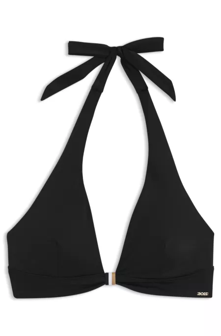Halterneck bikini top with removable padding