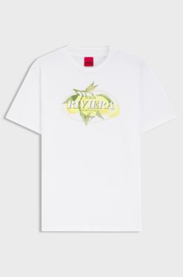 Camiseta de punto de algod&oacute;n con ilustraci&oacute;n de logo, Blanco