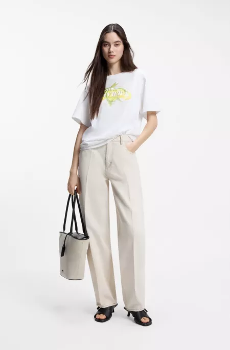 Cotton-jersey T-shirt with logo artwork