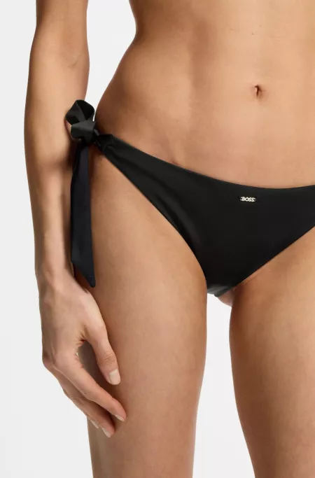 Side-tie bikini bottoms with logo trim