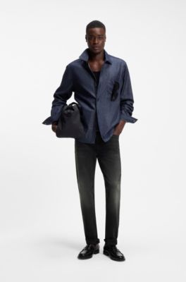 Slim-fit jeans in black stretch denim, Black