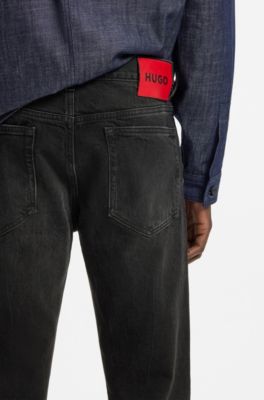 Jeans slim fit in denim elasticizzato nero, Nero