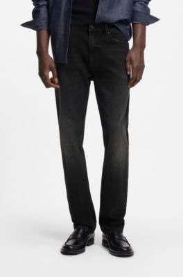 Jeans slim fit in denim elasticizzato nero, Nero