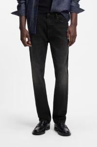 Slim-fit jeans in black stretch denim, Black