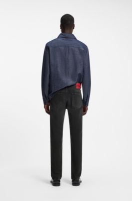 Jeans slim fit in denim elasticizzato nero, Nero