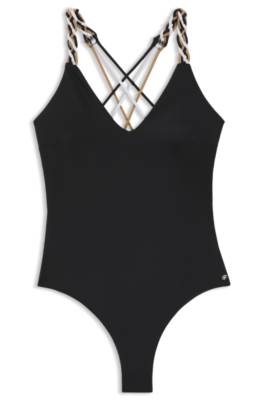 Swimsuit with signature-stripe braided straps 1