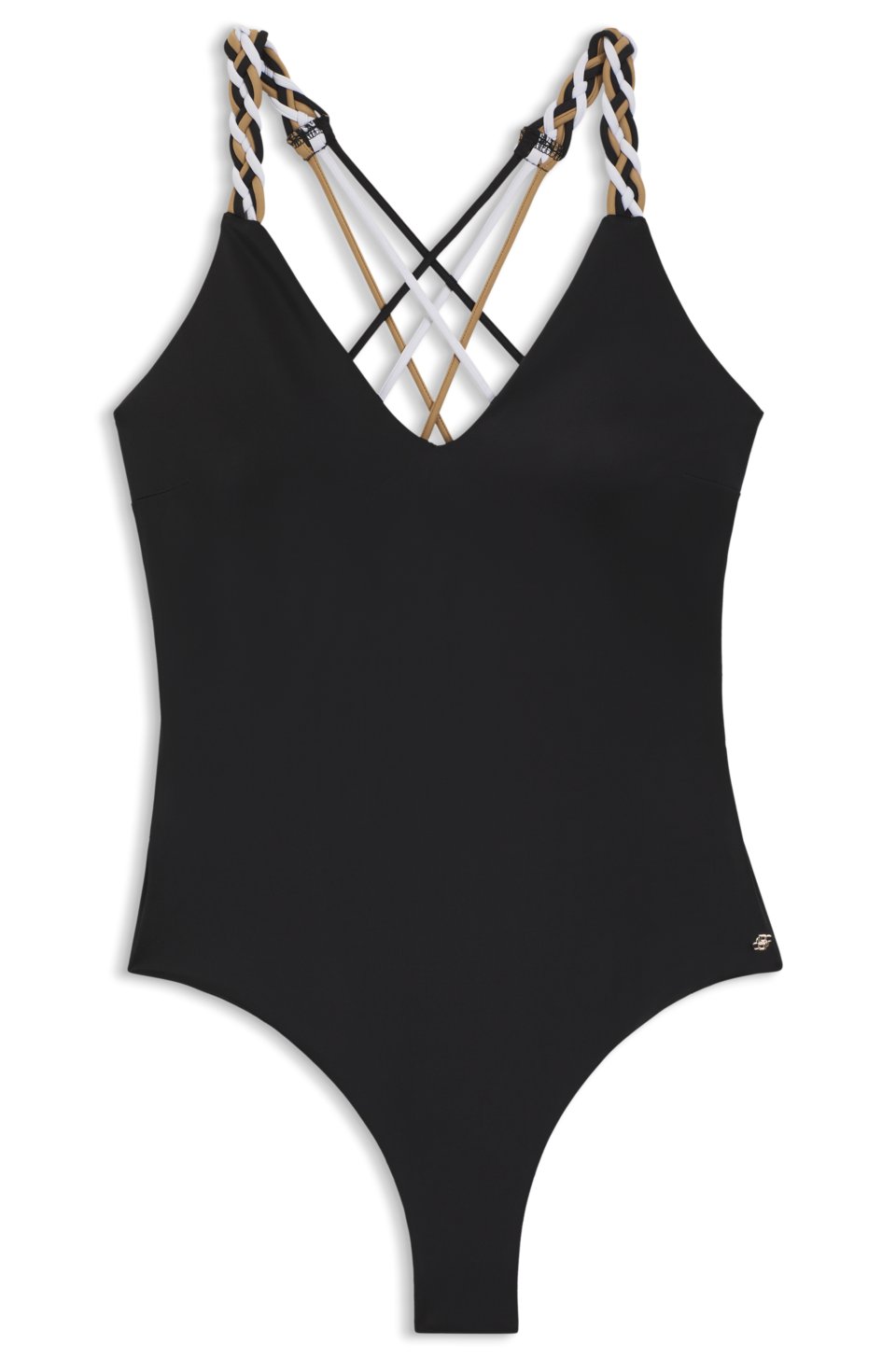 Swimsuit with signature-stripe braided straps