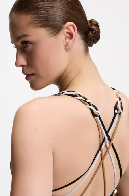 Swimsuit with signature-stripe braided straps