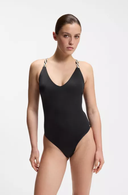Swimsuit with signature-stripe braided straps