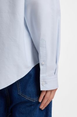 Oversized-fit shirt in Oxford cotton with logo embroidery, Light Blue