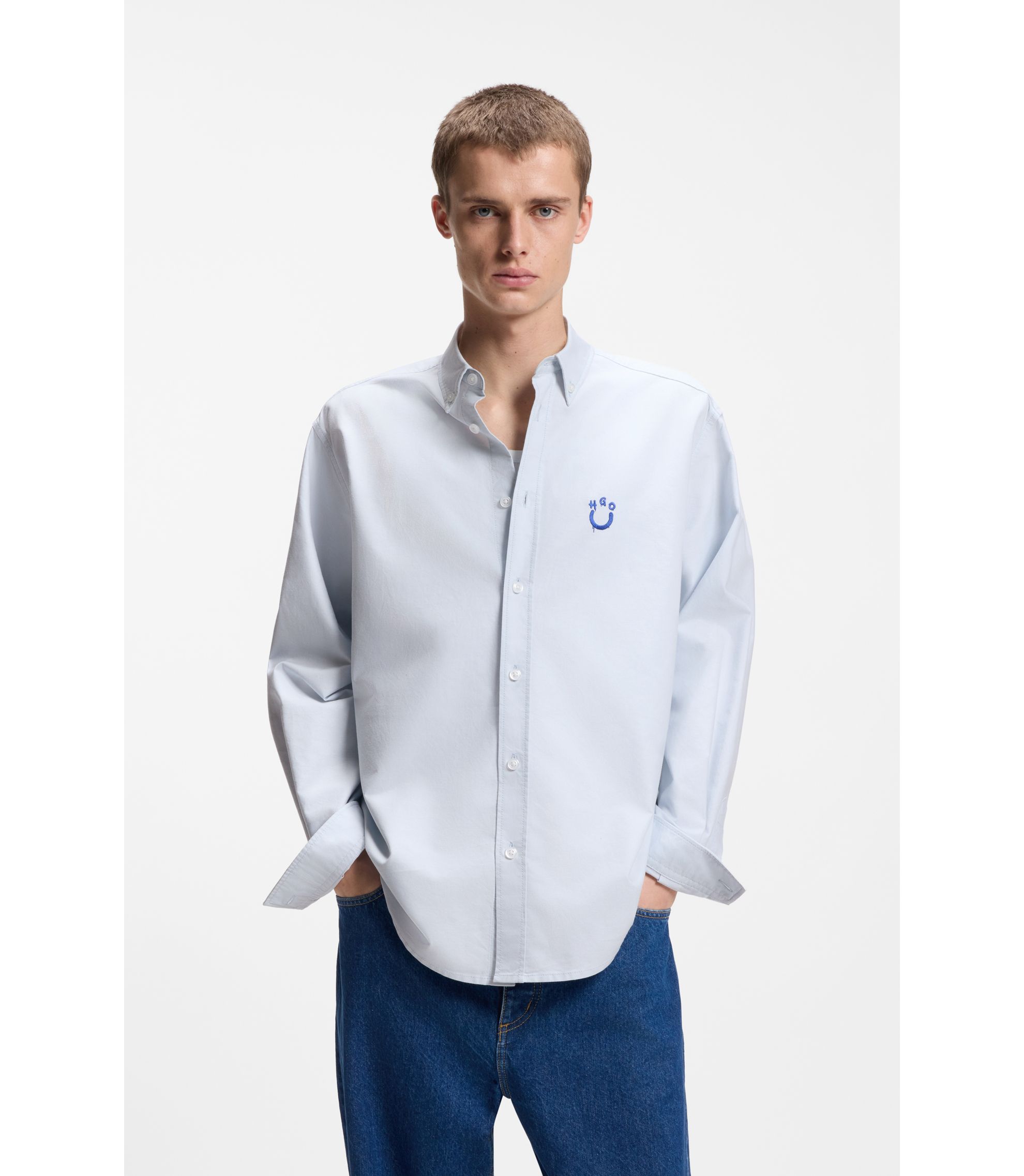 Oversized-Fit Hemd aus Oxford-Baumwolle mit Logo-Stickerei